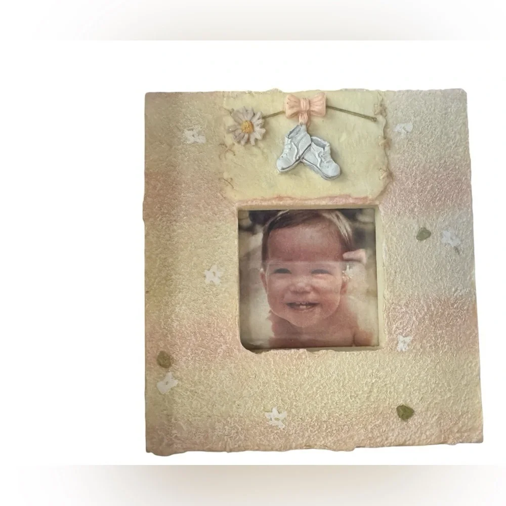 Baby Girl Shoes Picture Frame Pink Yellow Resin Home Decor Room Decor Gift
